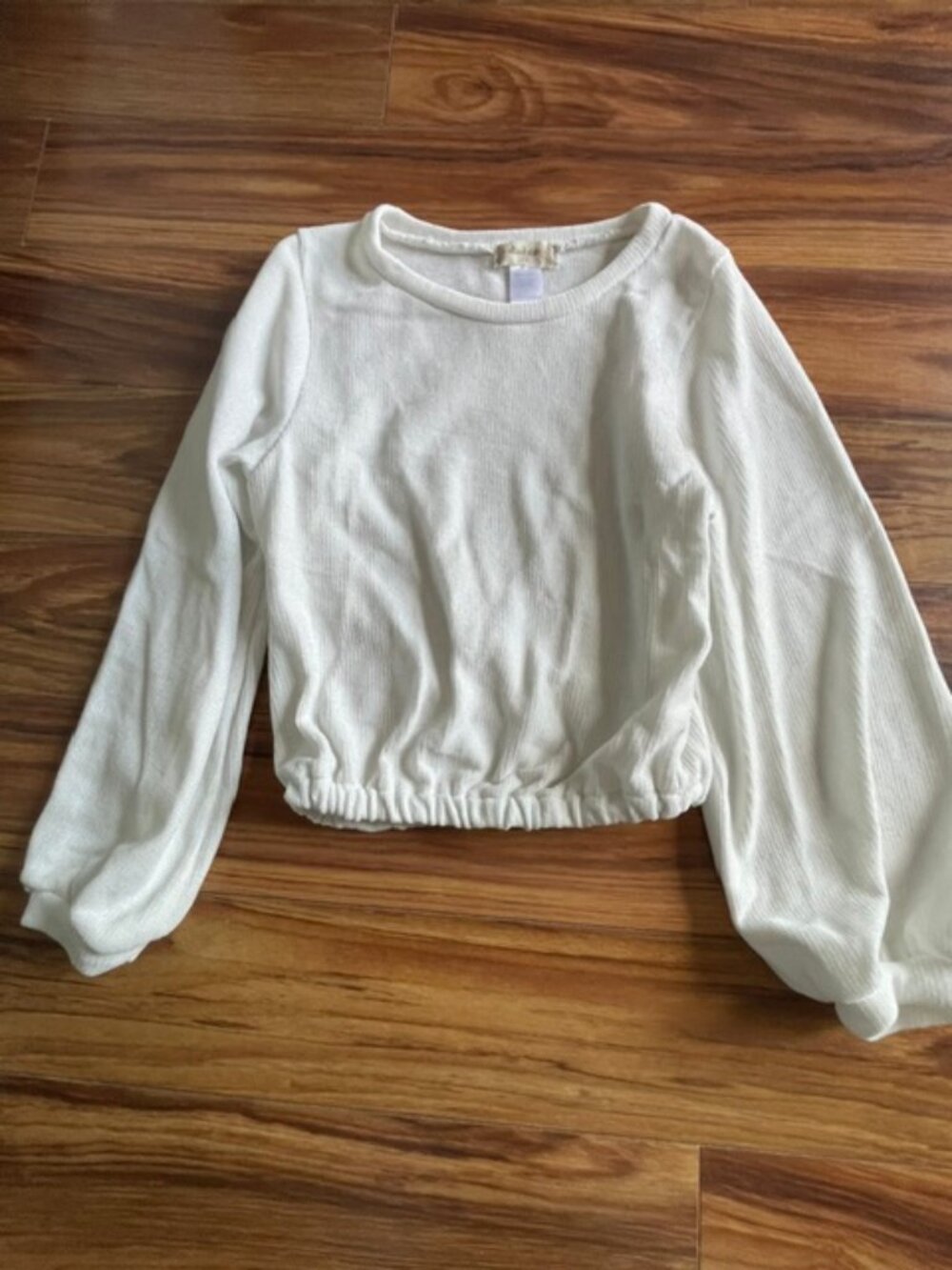 Altar'd State Women's Crewneck Ruched Crop Top, Beige, XS